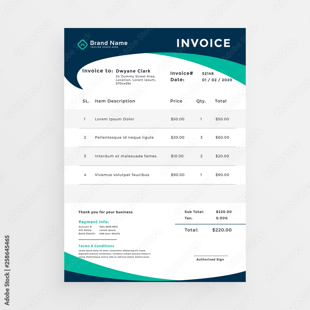 elegant professional invoice template design