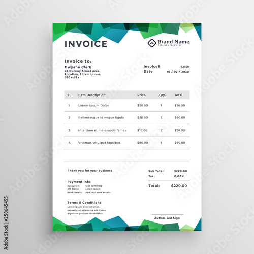 stylish abstract modern invoice template design