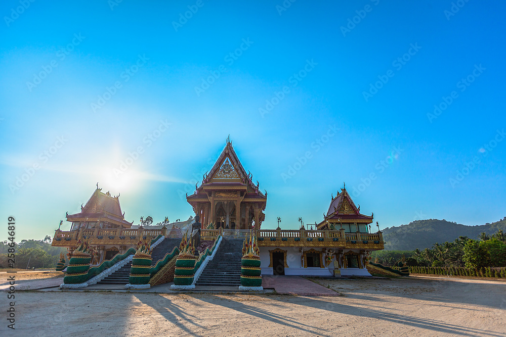 Obraz premium large pavillion of Wat Ban Ngao temple the famous temple in Ranong province Thailand