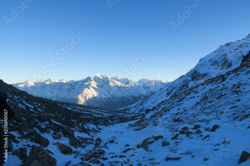 Syltran moraine night view. Caucasian Mountains. Russia