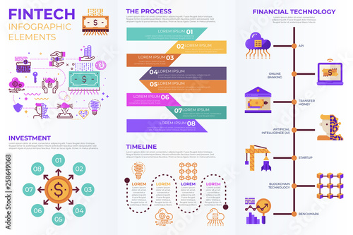 Fintech (Financial Technology)  infographic elements