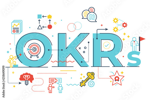OKRs (Objectives and key results)word lettering illustration photo