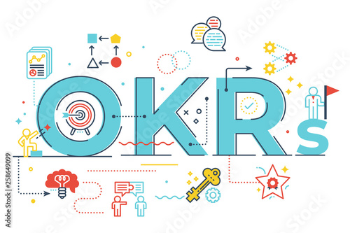 OKRs (Objectives and key results)word lettering illustration