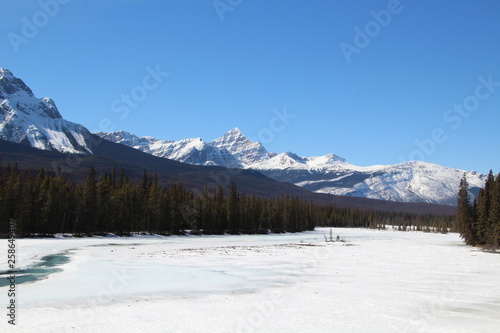 Frozen Athabasca River, Jasper National Park, Alberta