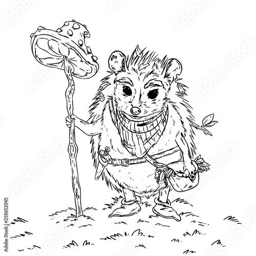 Hedgehog gatherer fantasy adventure children book illustration