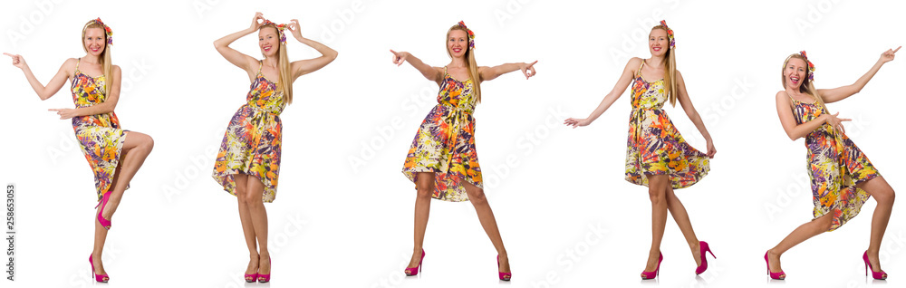 Collage of woman in fashion look isolated on white Collage of woman in fashion look isolated on white