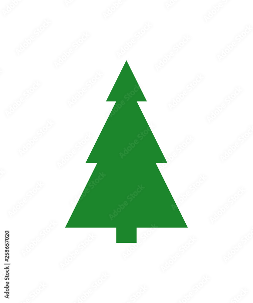 green Christmas tree icon. raster illustration