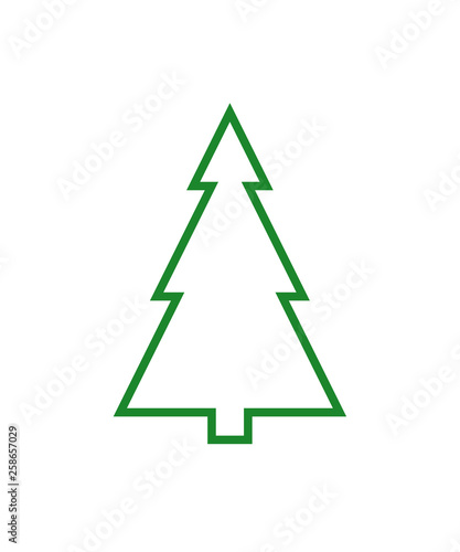 green Christmas tree icon. raster illustration