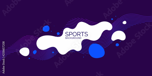 Sports poster. Trendy abstract background. Composition of amorphous forms and lines.