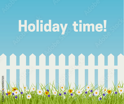 Grass and white fence