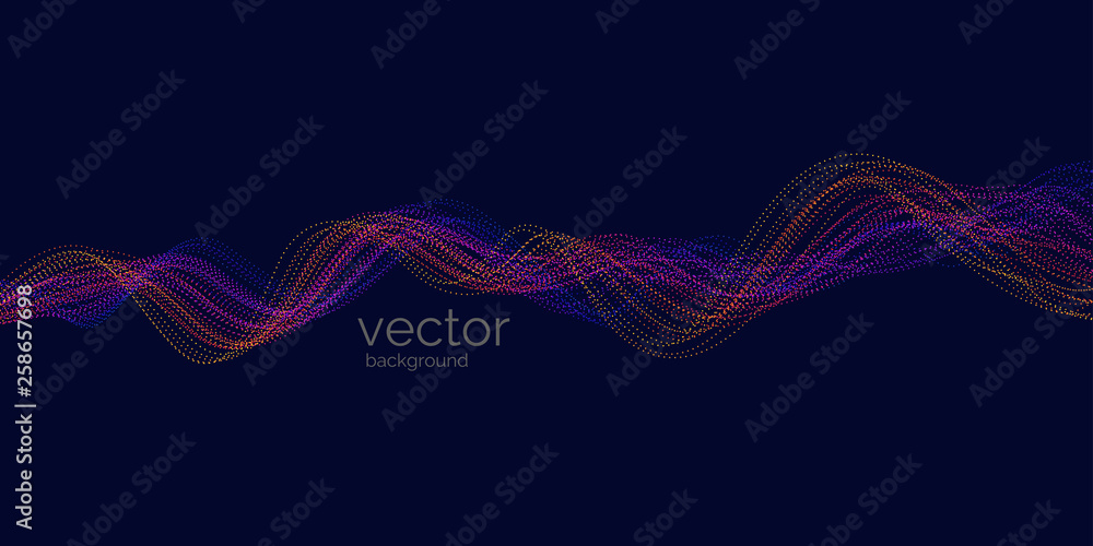 Vector abstract background with dynamic waves, line and particles. Vector abstract background with dynamic waves, line and particles.