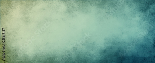 old paper or parchment background illustration with grunge texture and scratched paint stains, old damaged and distressed soft blue green color border with grungy textured design 