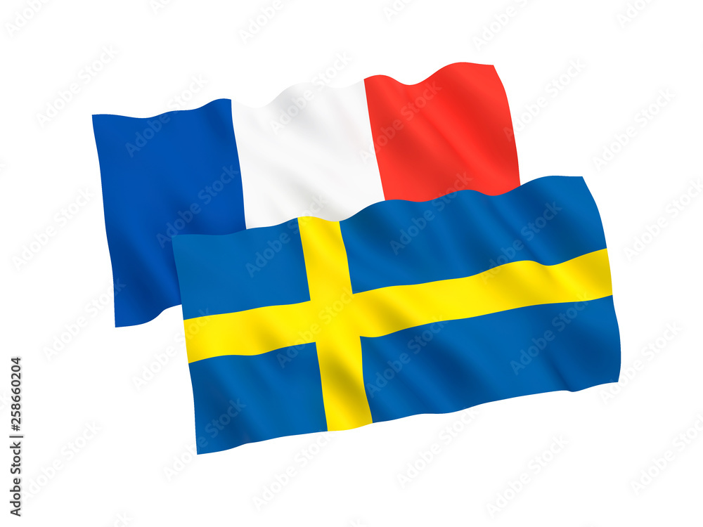 Flags of France and Sweden on a white background Flags of France and Sweden on a white background