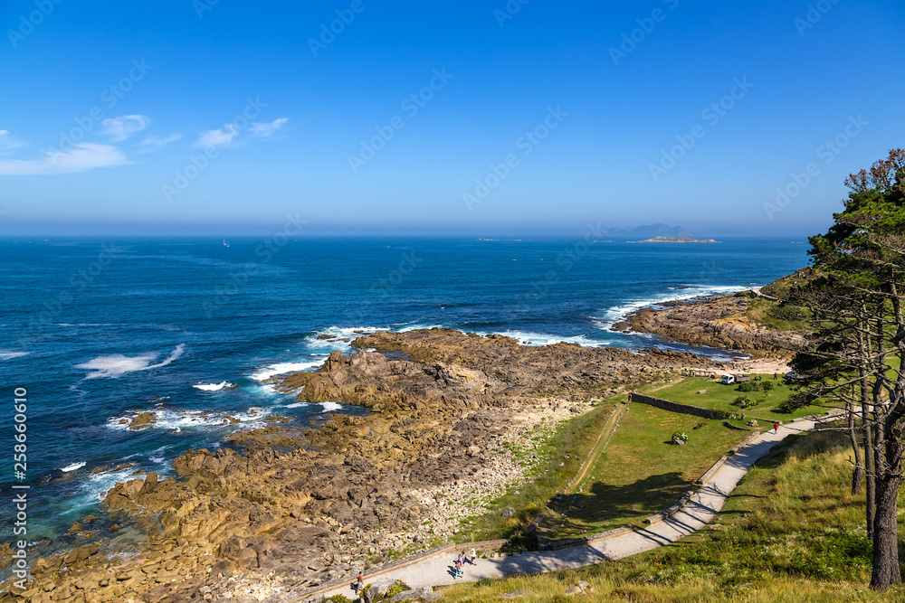 Baiona, Spain. Scenic view of the ocean coast from the fortress of Monterreal Baiona, Spain. Scenic view of the ocean coast from the fortress of Monterreal