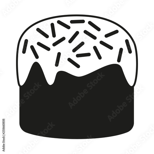 Black and white traditional easter cake silhouette