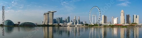 Photography Wide panorama of Singapore skyline
