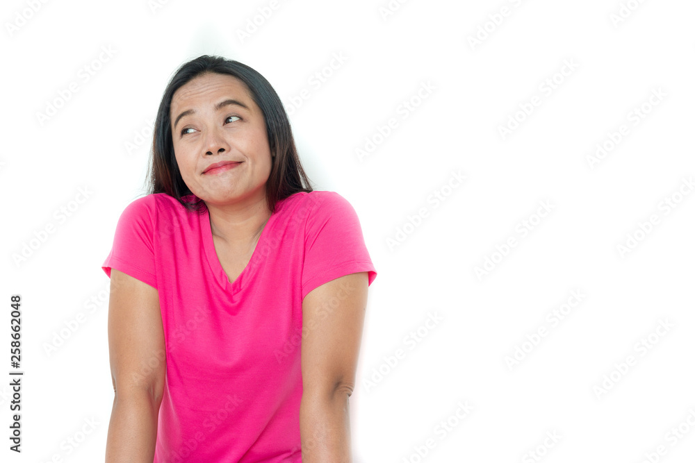 Photo of happy young woman standing isolated over white wall background Photo of happy young woman standing isolated over white wall background