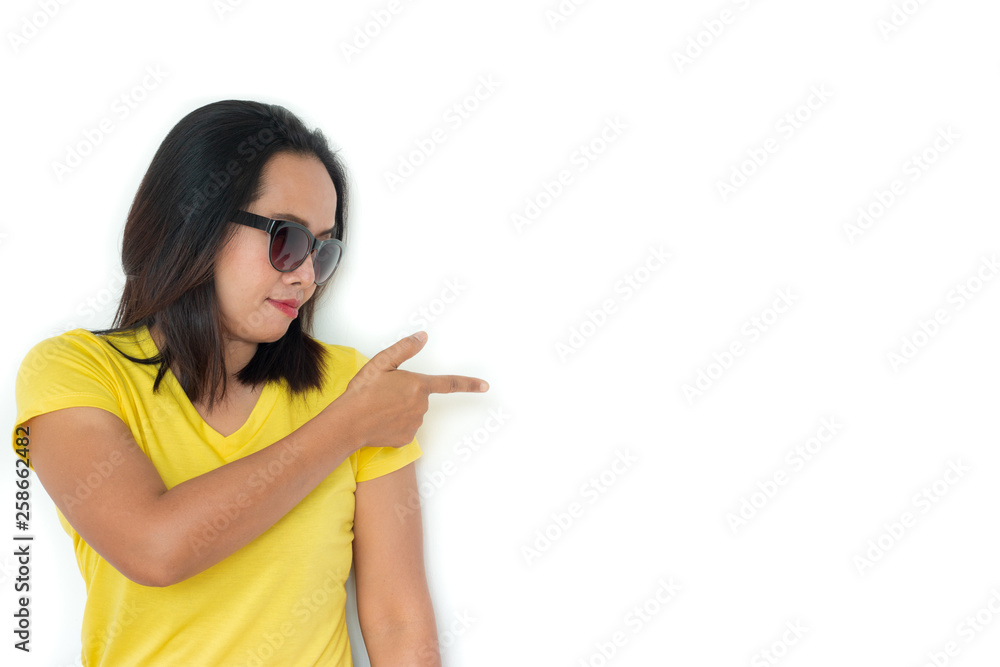 Close up shot of stylish woman in sunglasses smiling on white background. Close up shot of stylish woman in sunglasses smiling on white background.