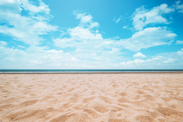 Seascape of beautiful tropical beach with calm sky. sea view and sand beach, summer background.
