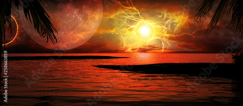 Sun flare over the ocean