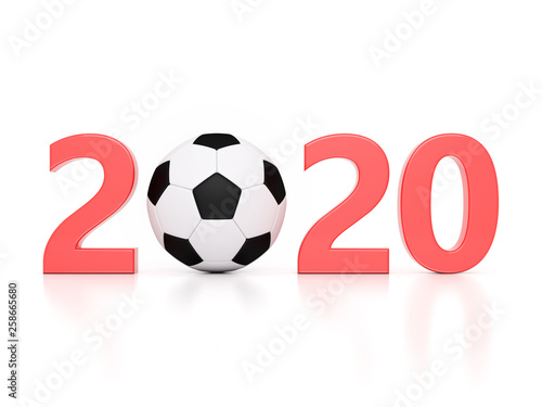New Year 2020 Creative Design Concept with Football - 3D Rendered Image