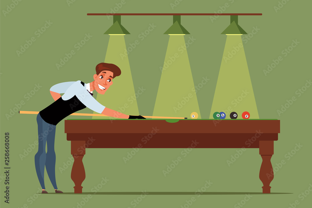 Billiards, snooker player flat vector illustration Stock Vector | Adobe ...