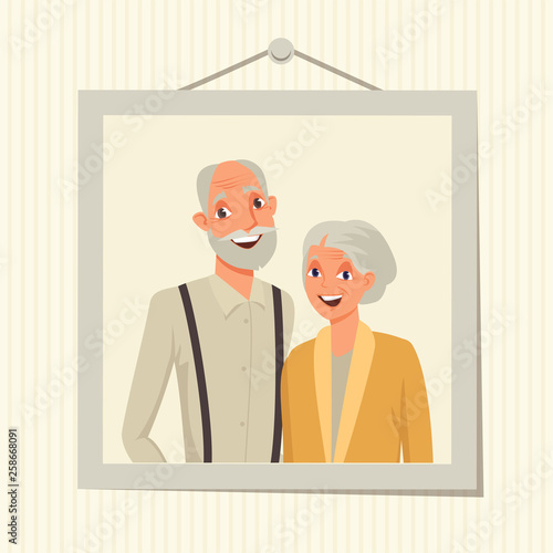 Family portrait in frame vector illustration