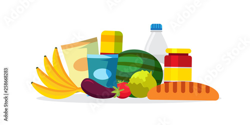 Fresh fruits and vegetables vector illustration