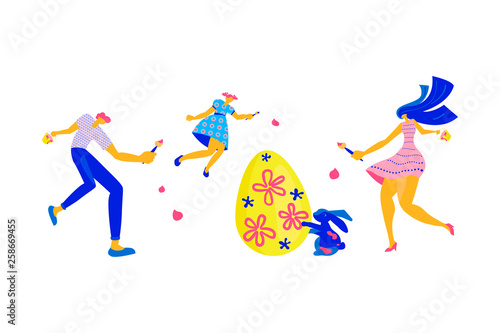 Happy Easter Horizontal greeting banner. 