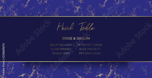 Head Table Bride and groom template. Blue marble