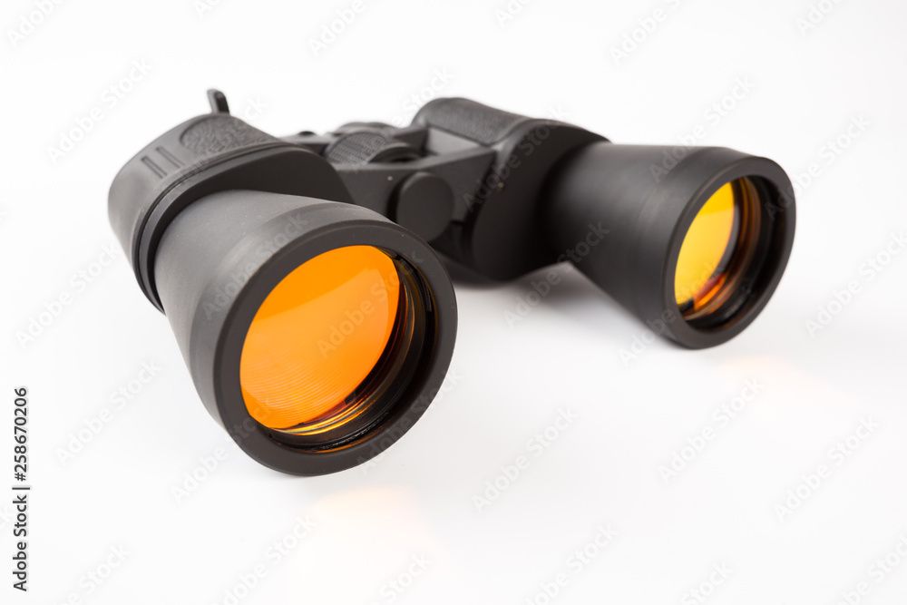 Black binoculars isolated on white background Black binoculars isolated on white background