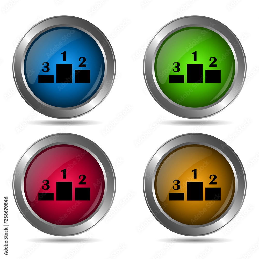Pedestal icon. Set of round color icons. Pedestal icon. Set of round color icons.