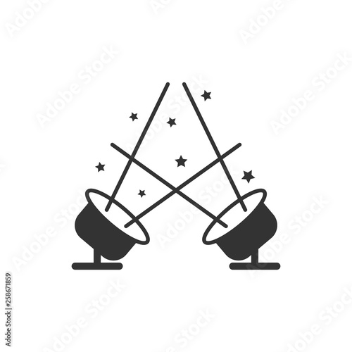 Spotlight icon in flat style. Lamp vector illustration on white isolated background. Flashlight business concept.