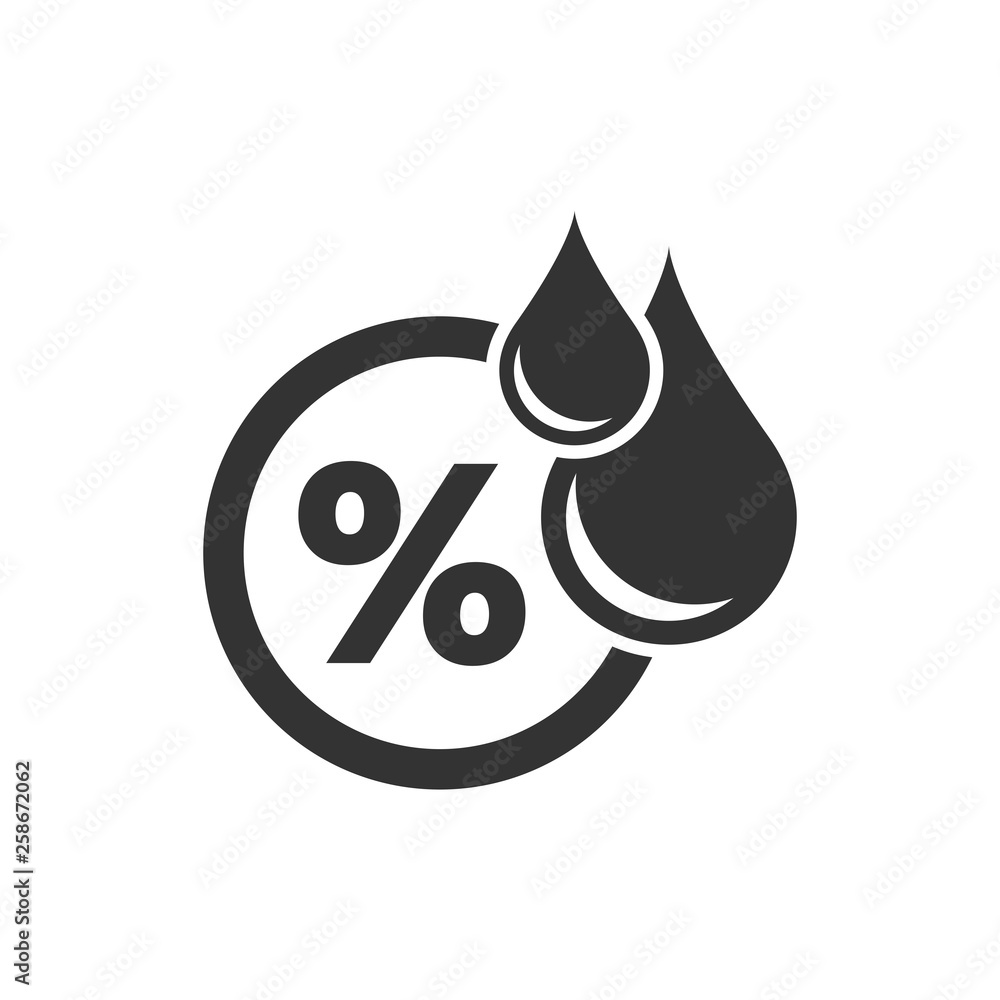 Humidity icon in flat style. Climate vector illustration on white isolated background. Temperature forecast business concept. Humidity icon in flat style. Climate vector illustration on white isolated background. Temperature forecast business concept.