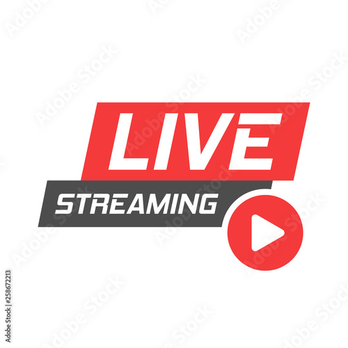 Live video icon in flat style. Streaming tv vector illustration on white isolated background. Broadcast business concept.