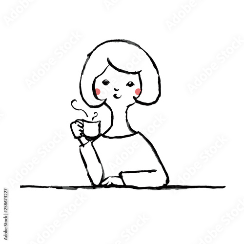 コーヒーを飲む女性