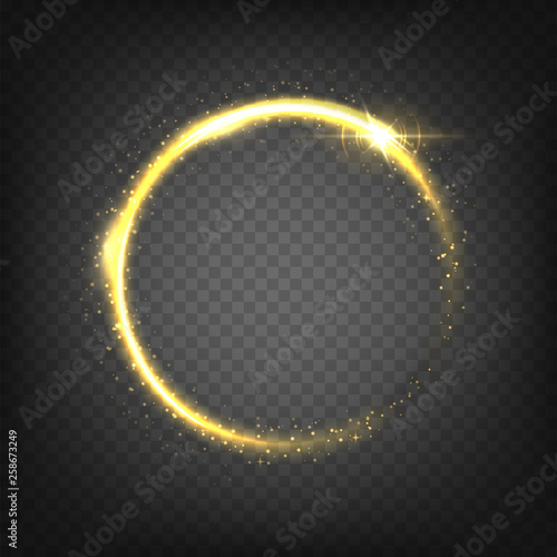 Golden shining circle text frame illustration
