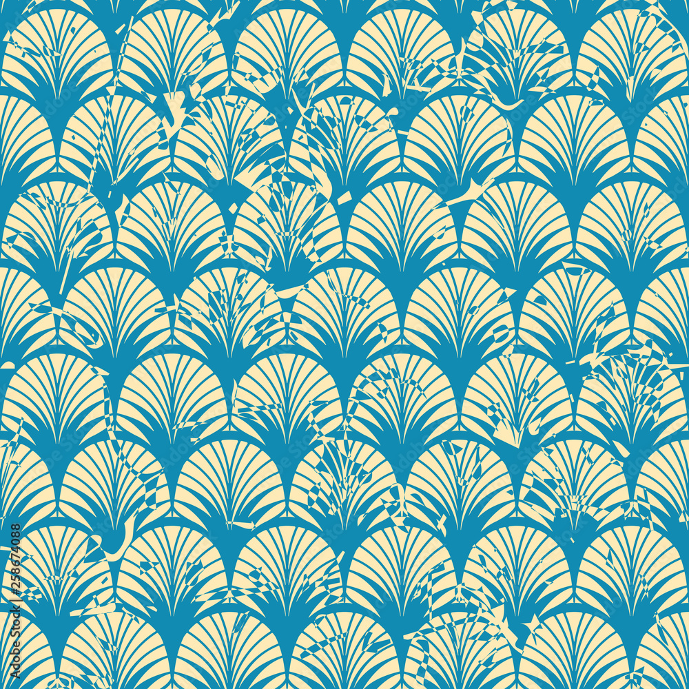 Vector modern geometric tile pattern with grunge effect. Abstract art deco retro vintage background. Vector modern geometric tile pattern with grunge effect. Abstract art deco retro vintage background.