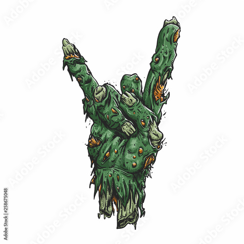 Zombie hand making rock sign