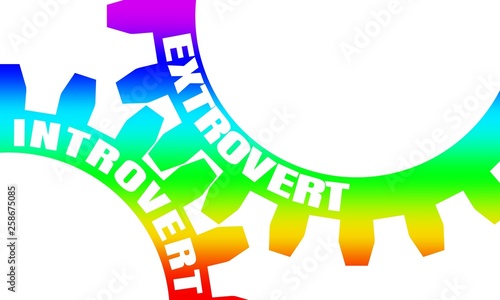 Extrovert and introvert. Mechanism of gears. Communication concept in industrial design. Modern brochure design template