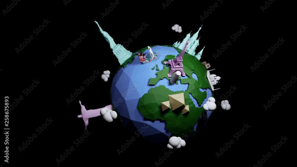 Travel around the world 3d animation, motion graphic background Travel around the world 3d animation, motion graphic background