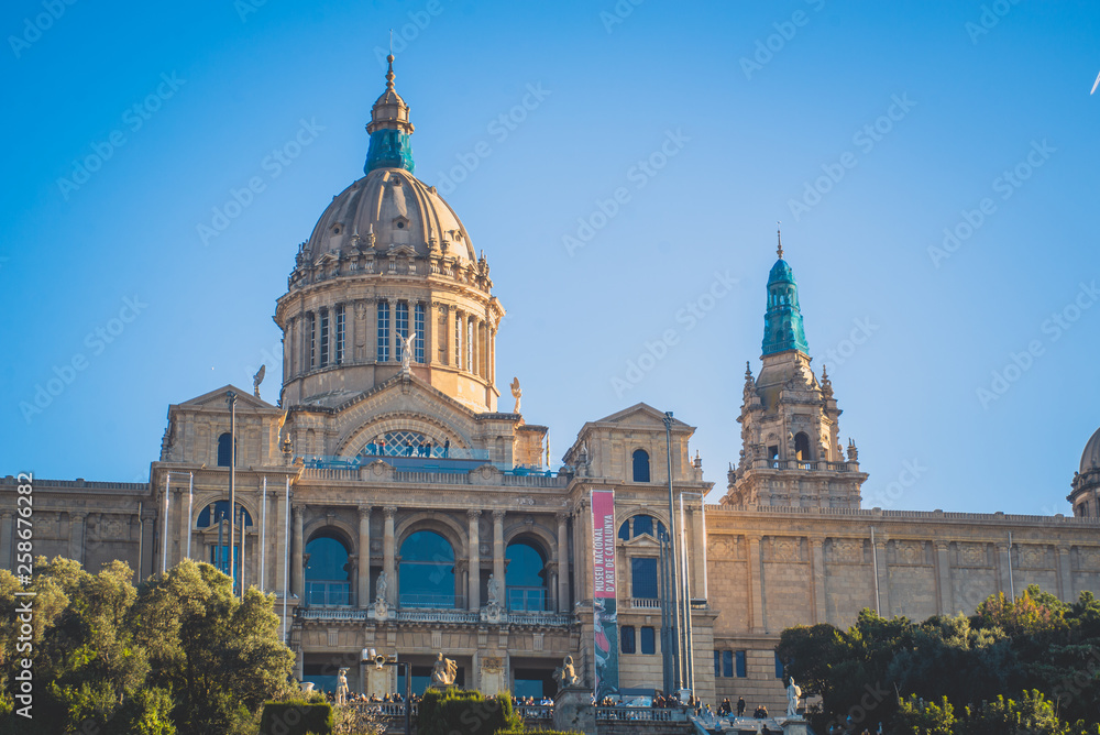 Obraz premium Placa de Ispania (The National Museum) in Barcelona, Spain,2019