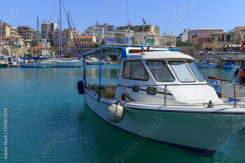 Heraklion port and venetian harbour in island of Crete, Greece.