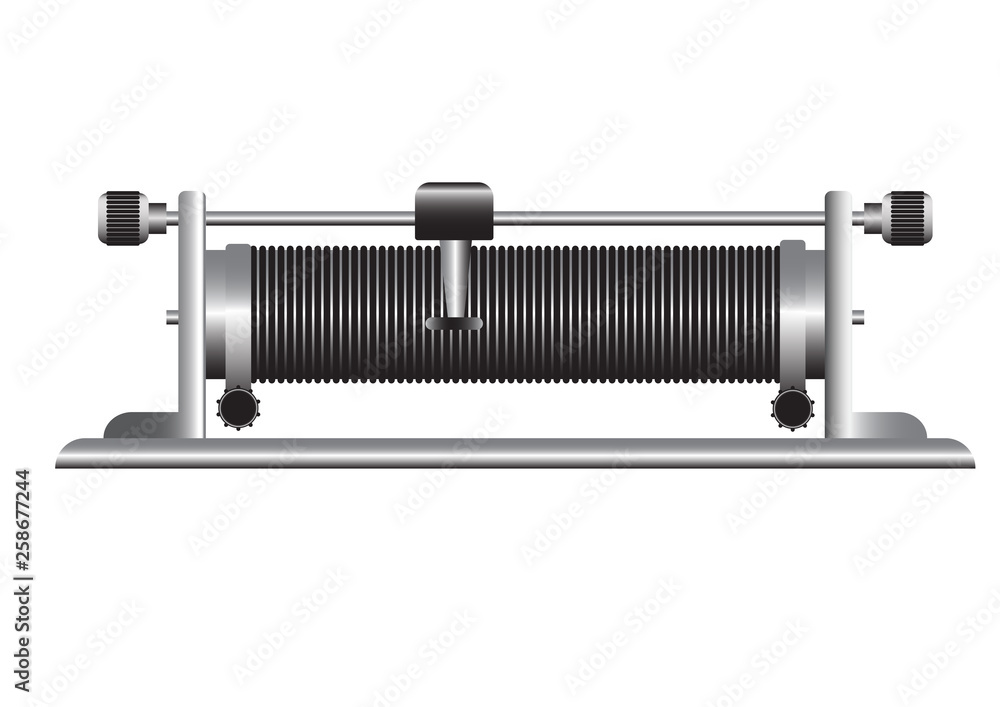 The rheostat is a physical device used to adjust the current and