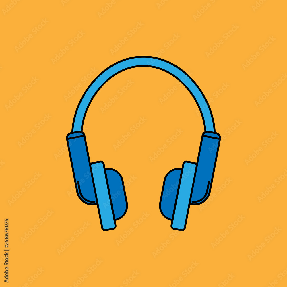 headphones base flat icon design - vector illustration. headphones base flat icon design - vector illustration.