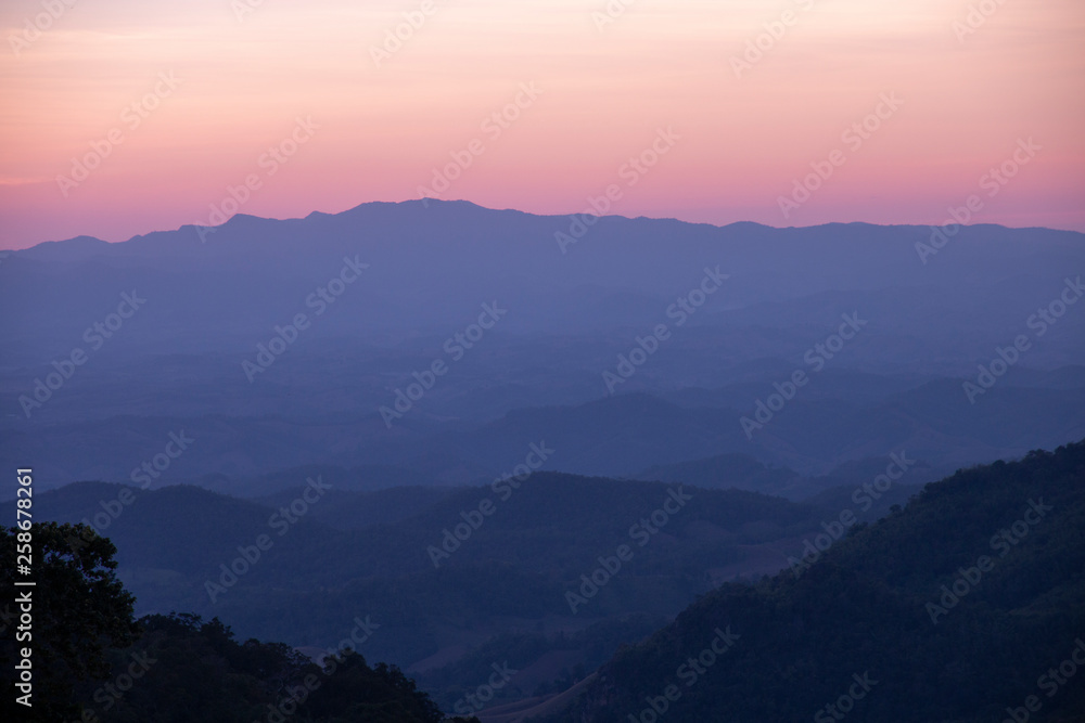 beautiful scene, mountain view sunrise in the morning.