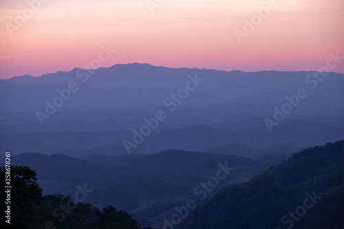 beautiful scene, mountain view sunrise in the morning. © nuruddean