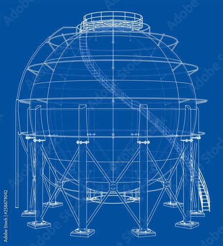 Spherical gas tank outline. Vector