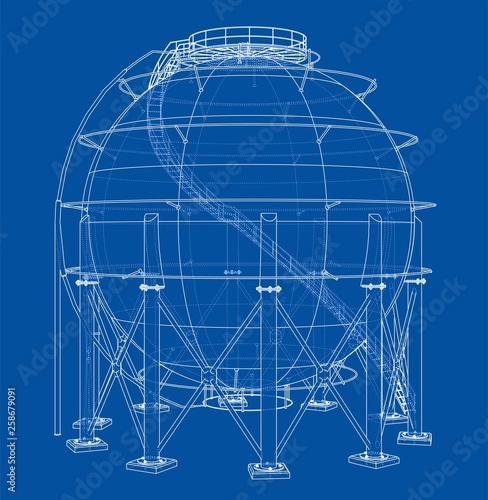 Spherical gas tank outline. Vector