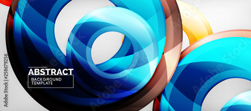 Modern geometric circles abstract background, colorful round shapes with shadow effects